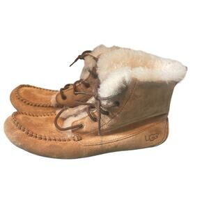 UGG Australia Chickaree Chestnut Tan Shearling Boots Lace Up Suede Womens 7